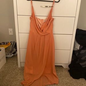 Salmon chiffon midi dress